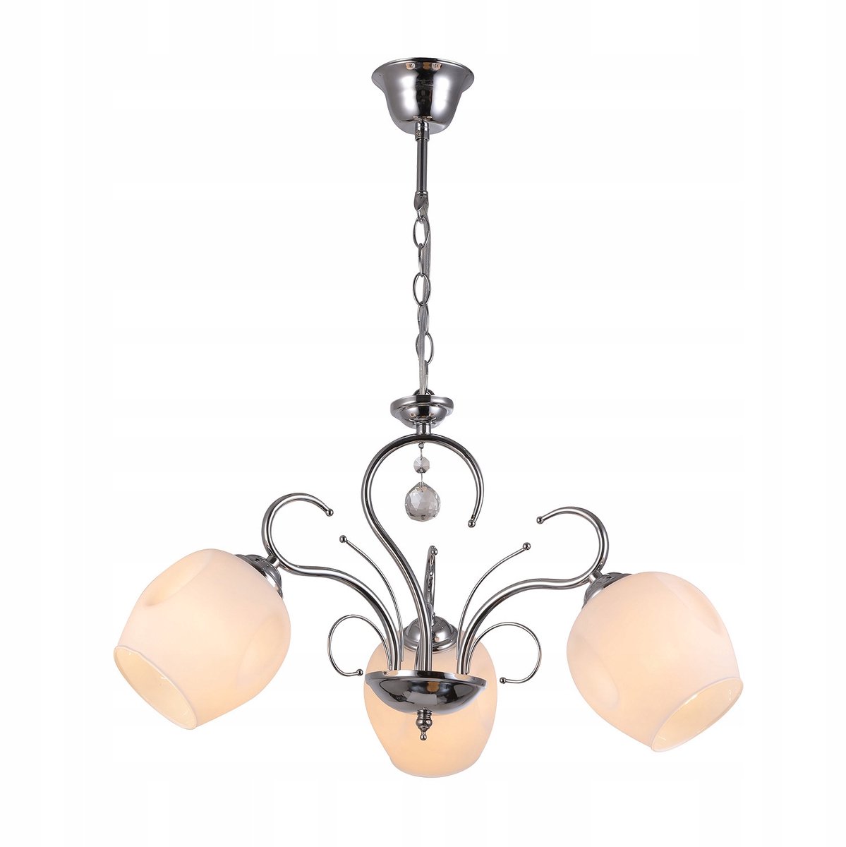 FRIDA Hanglamp 3xE27 Chroom Wit Glas Ø50cm Klassiek
