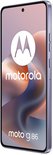 Motorola moto g86 5G smartphone in lila met een groot scherm en Motorola logo.