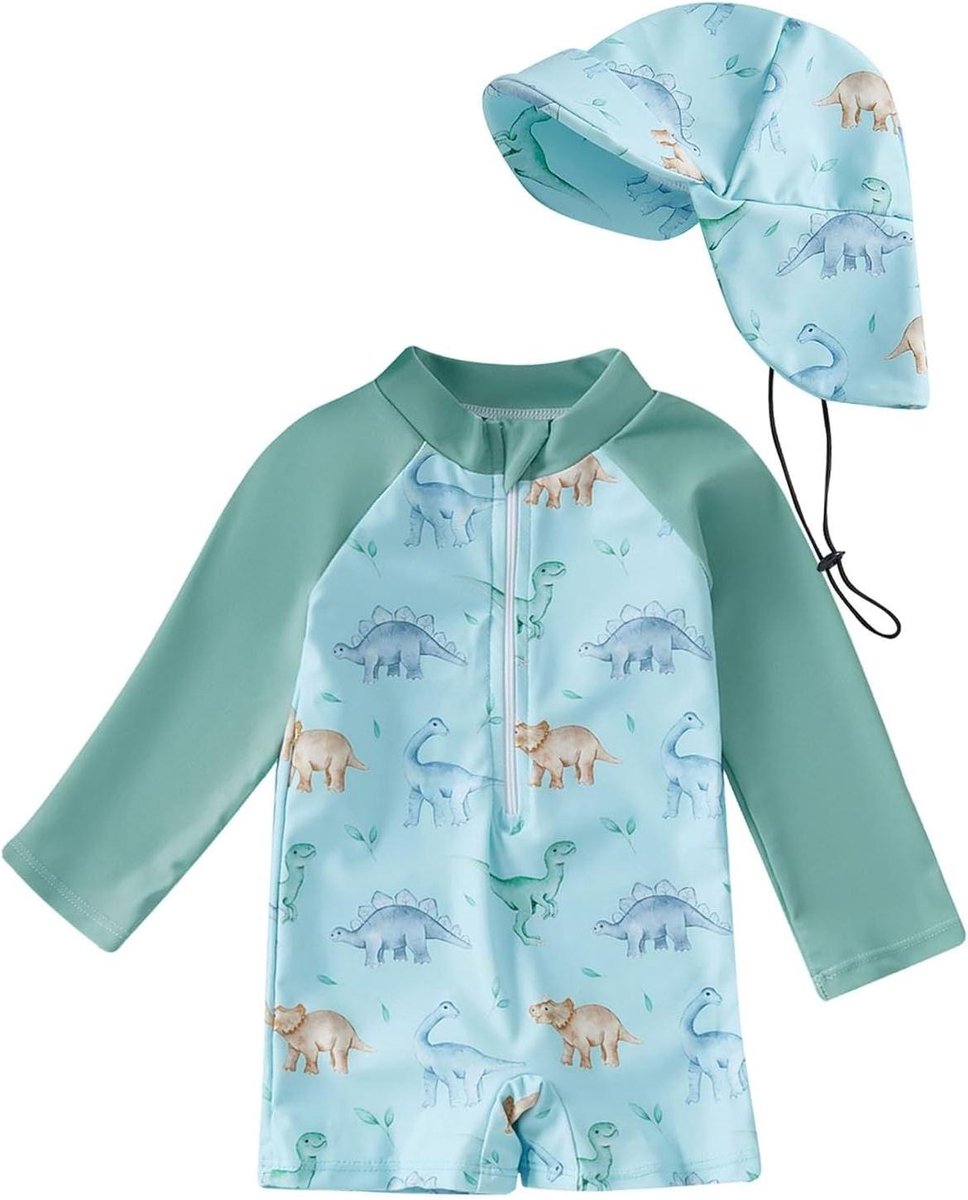Zwempak Baby Jongen - Zomerkleding Zonpak - Bescherming Tegen Zon - Lange Mouwen - 3 Maanden - Zwart