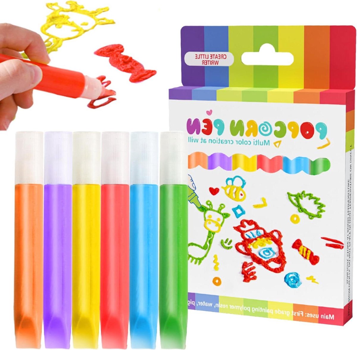 3D Kleurpen - Magische Tekenpen - Kinderen Laten Knutselen - Wasbare Textuur - 6 Stuks - Meerdere Kleuren