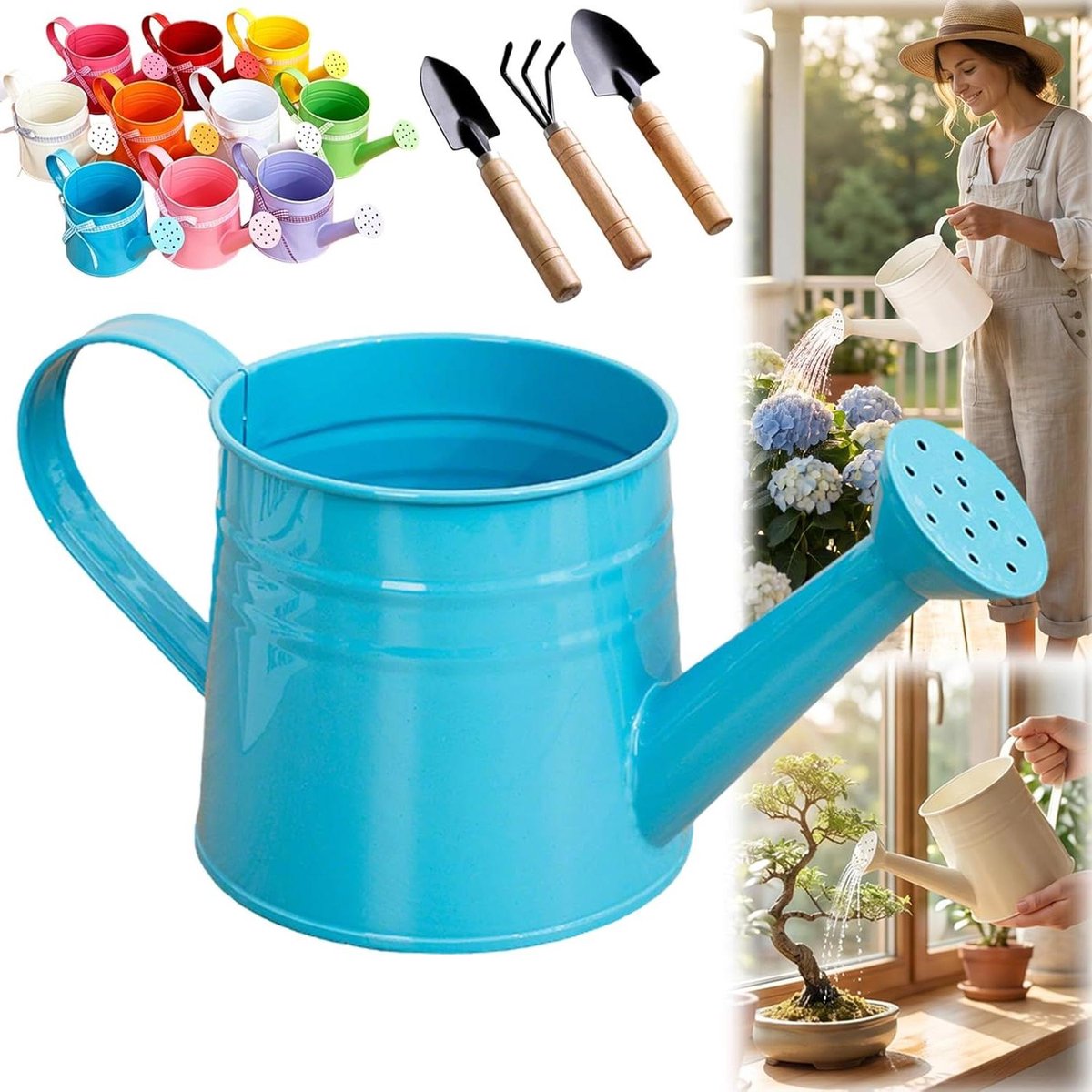 Gieter Metaal - Waterkannetje - Planten Water Geven - Lange Smalle Tuit - 1 Liter - Zilver