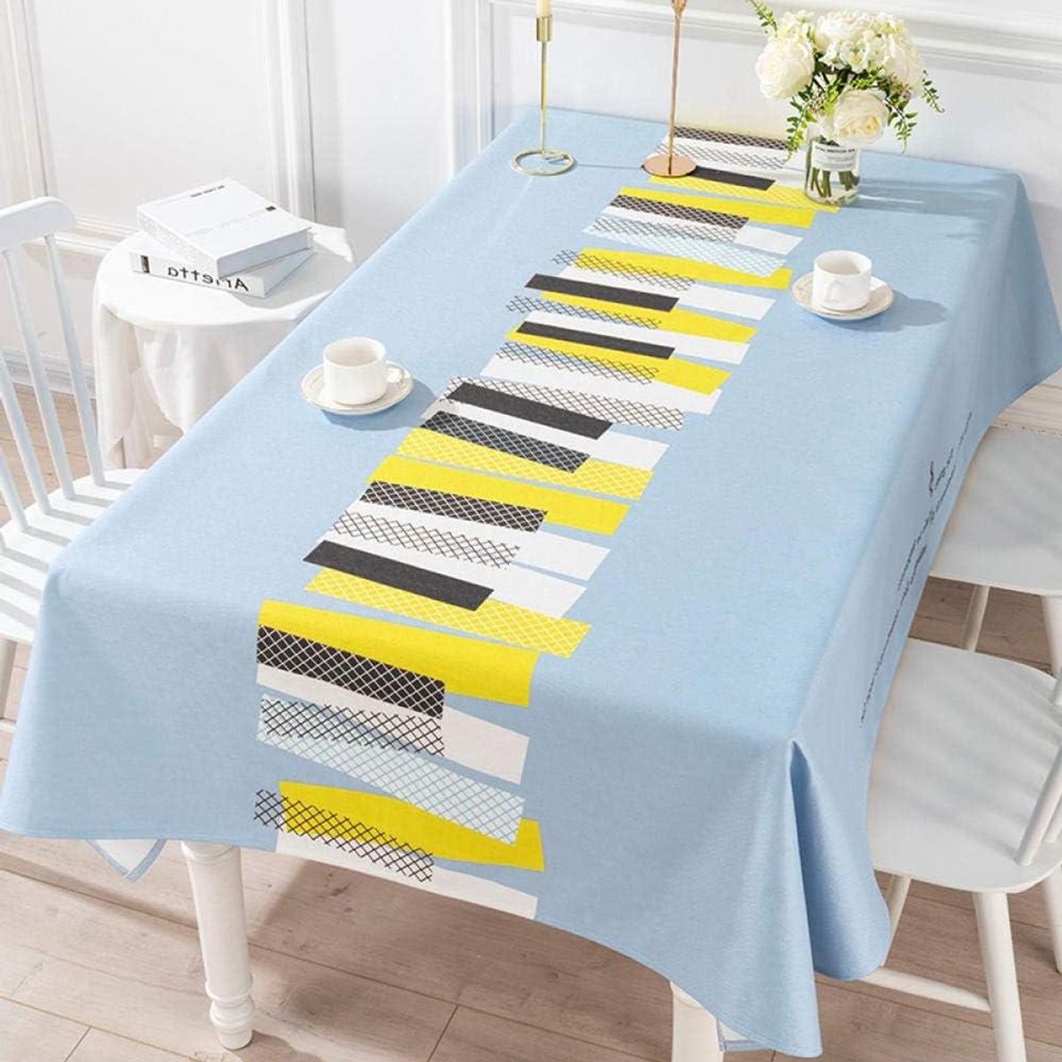 Tafelkleed stof - Katoen linnen - Tafel decoreren - Veeg schoon - 220x140cm - Color Music