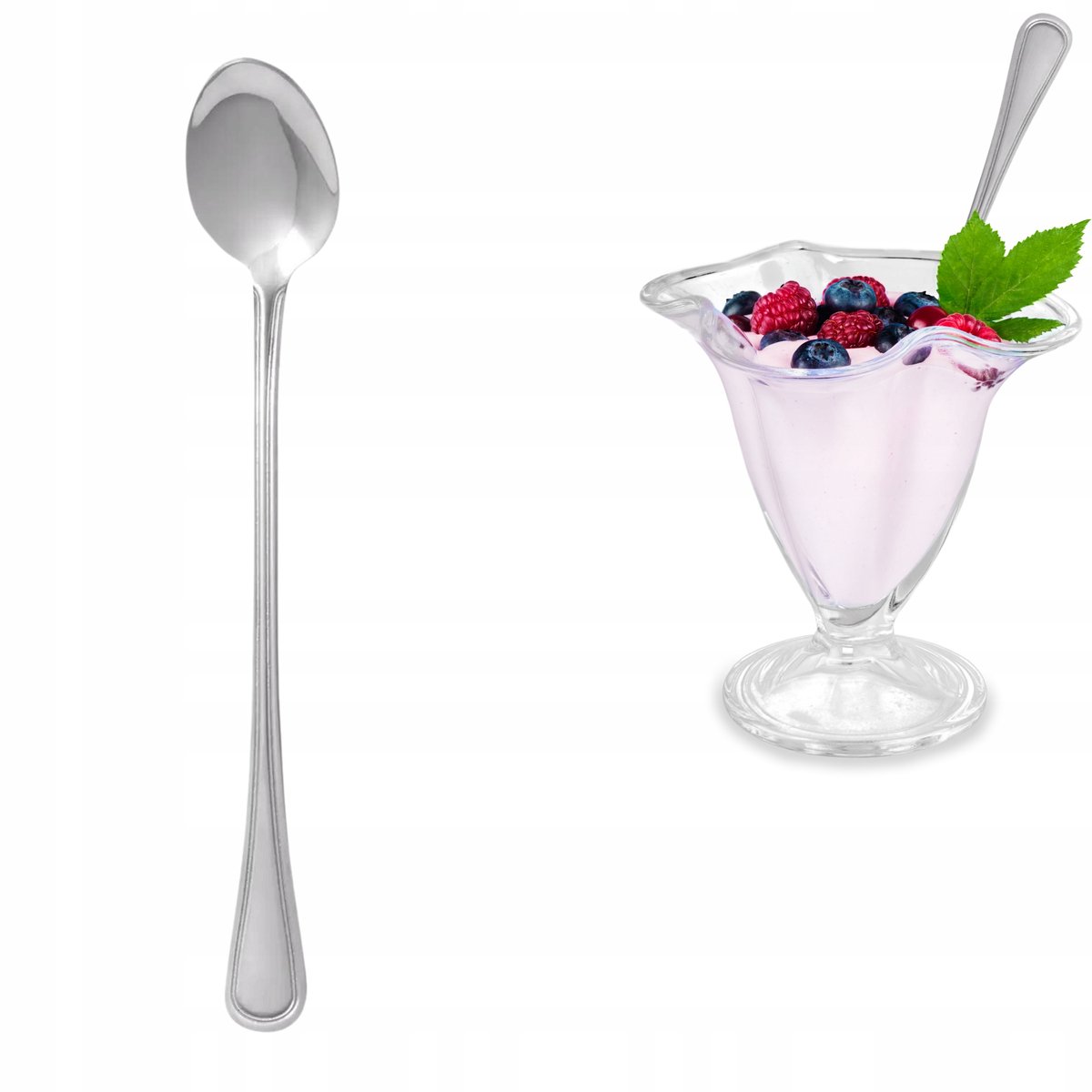 Lange dessertlepel 19,7 cm - Elegant zilverkleurig staal