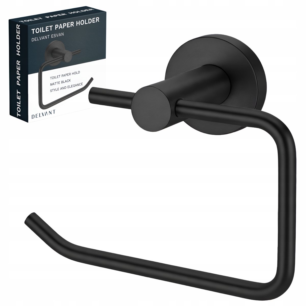 Zwarte Metalen Toiletrolhouder DELVANT ESVAN - Mat & Modern