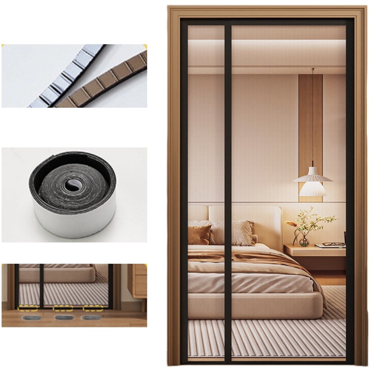 Magnetische hordeur met doorlopende magneetstrip – Magnetisch horgordijn – Privacyhor zond