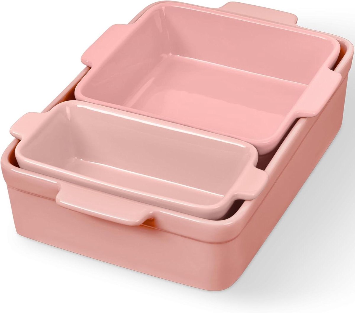Bakvormen Set - Bakschalen - Bakken en Serveren - Ruimtebesparend Nestontwerp - 3-delig - Roze Champagne