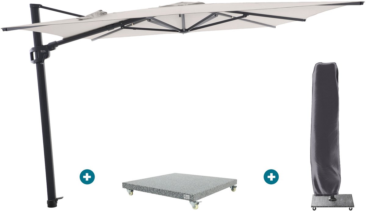 Perfect Shadow Ultra Eclipse Zweefparasol - 3x3m. - Antraciet/Urban Taupe met Valencia voet en hoes