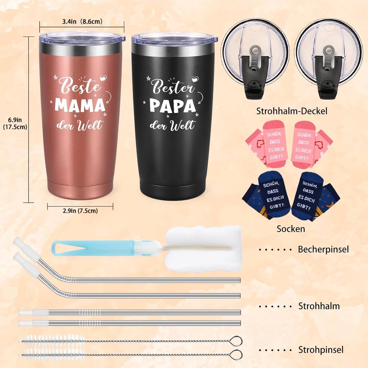 Thermobeker Set - Wijnbeker Mok - Dranken Meenemen - Beste ter wereld - 600 ml - Wit — cadeau in Koken & Dineren - foto 4