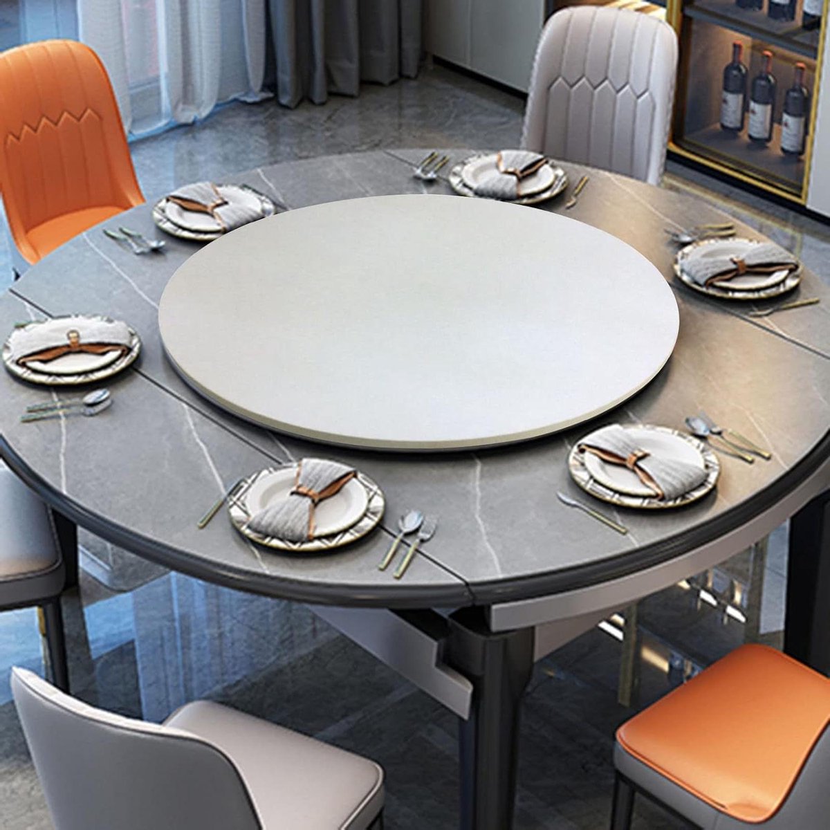 Houten Draaitafel - Luie Susan - Eettafel Delen - 360 Graden Roteerbaar - Tot 100cm Diameter - Houtkleur