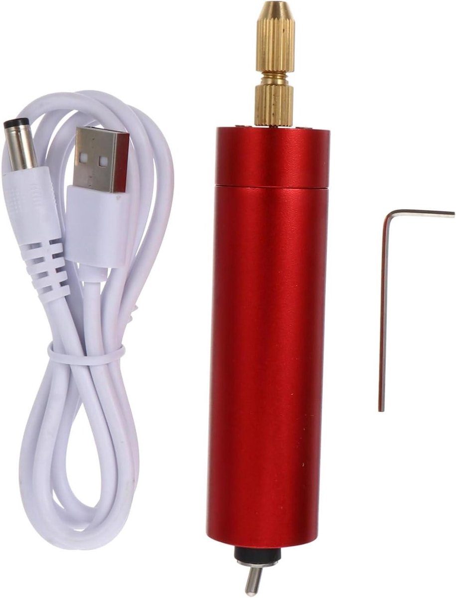 Elektrische graveerpen - Mini boor - Metaal graveren - Draadloos en compact - 125 cm - Rood