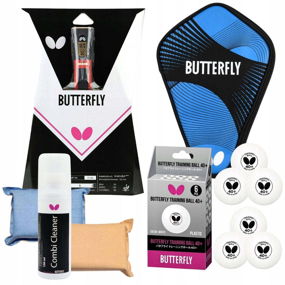 Butterfly Zhang Jike Tafeltennisset: Racket, Schoffels, Bal & Vloeistof