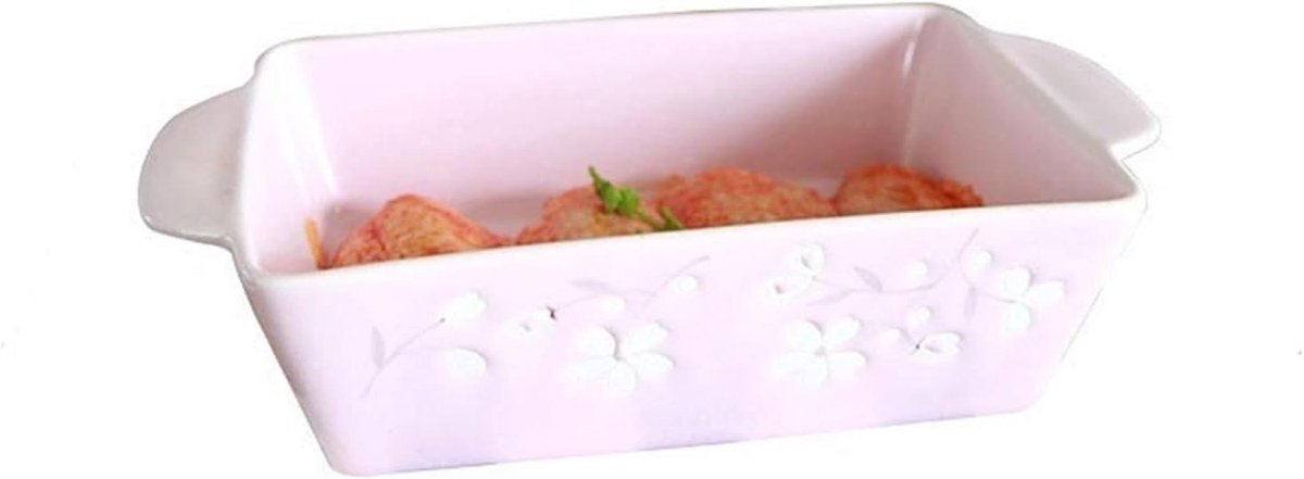 Keramische Bakplaat - Ovenschaal Rechthoekig - Gebak Maken - Handgemaakt Onderglazuur - 23.5x12.5x6cm - One Color