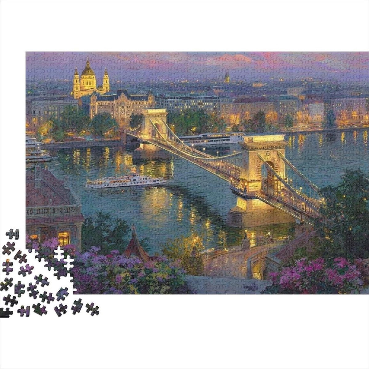 Stadsgezicht Puzzel - Nachtzicht Legpuzzel - Ontspanning Thuis - Hoge Kwaliteit Papier - 1000 Stukjes - N.v.t.
