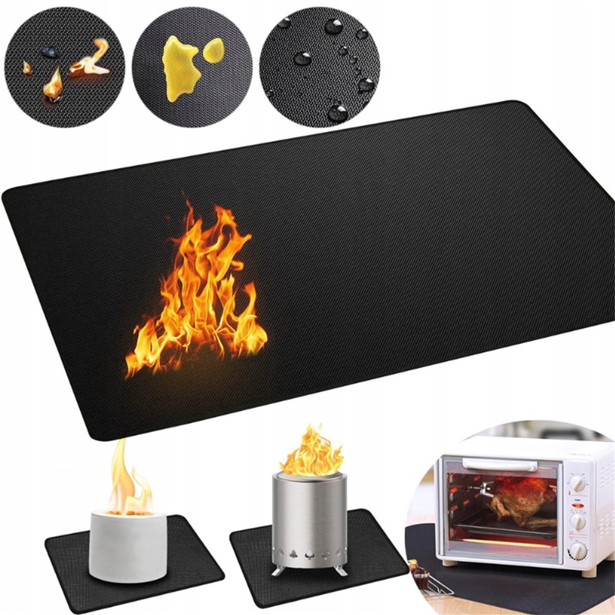 Vuurbestendige Mat 40x60cm - Grill, Haard, Oven - Glasvezel & Siliconen