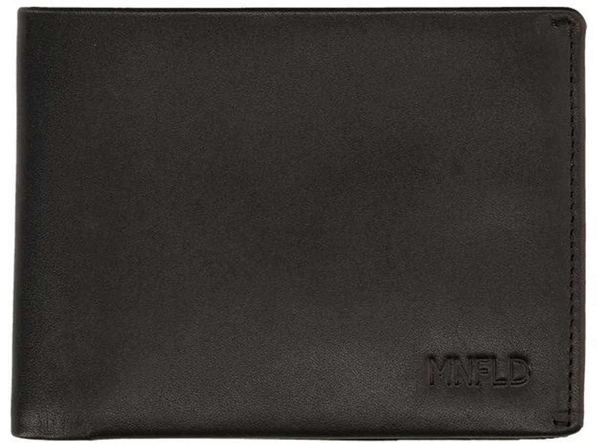 Manfield - Heren - Zwarte leren portemonnee - Maat 1