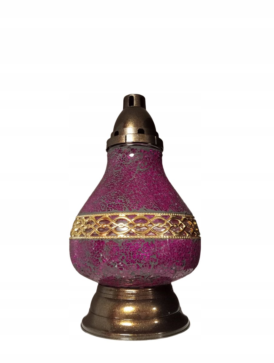 Decoratieve Paarse Glas Lantaarn voor Allerheiligen - 36cm