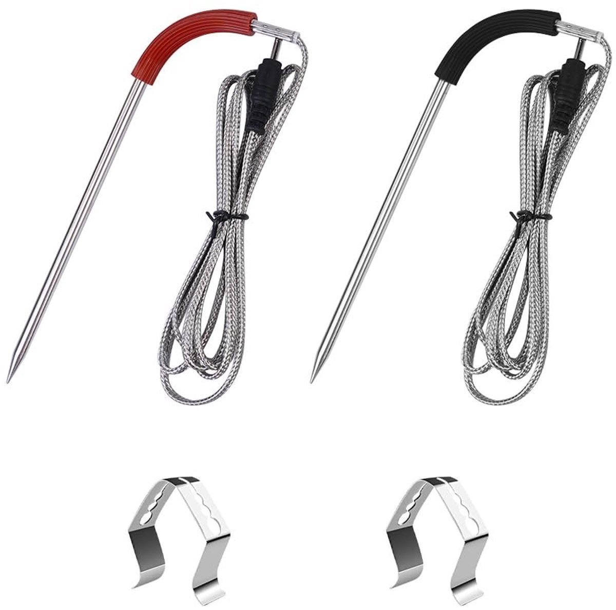 Dailygoods- Vlees Grill Probe Vervangende Set - Temperatuursensor - Roestvrij Staal - Geschikt voor Barbecue - Inclusief Sondehouderclips - Hoge Temperatuurbestendigheid