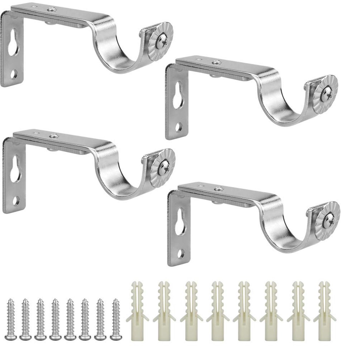 Dailygoods- Gordijnroedehouder Verstelbaar - Metalen Gordijnhouder - 4 Stuks - Robuust en Duurzaam - Geschikt voor Zware Gordijnen - Inclusief Installatieaccessoires