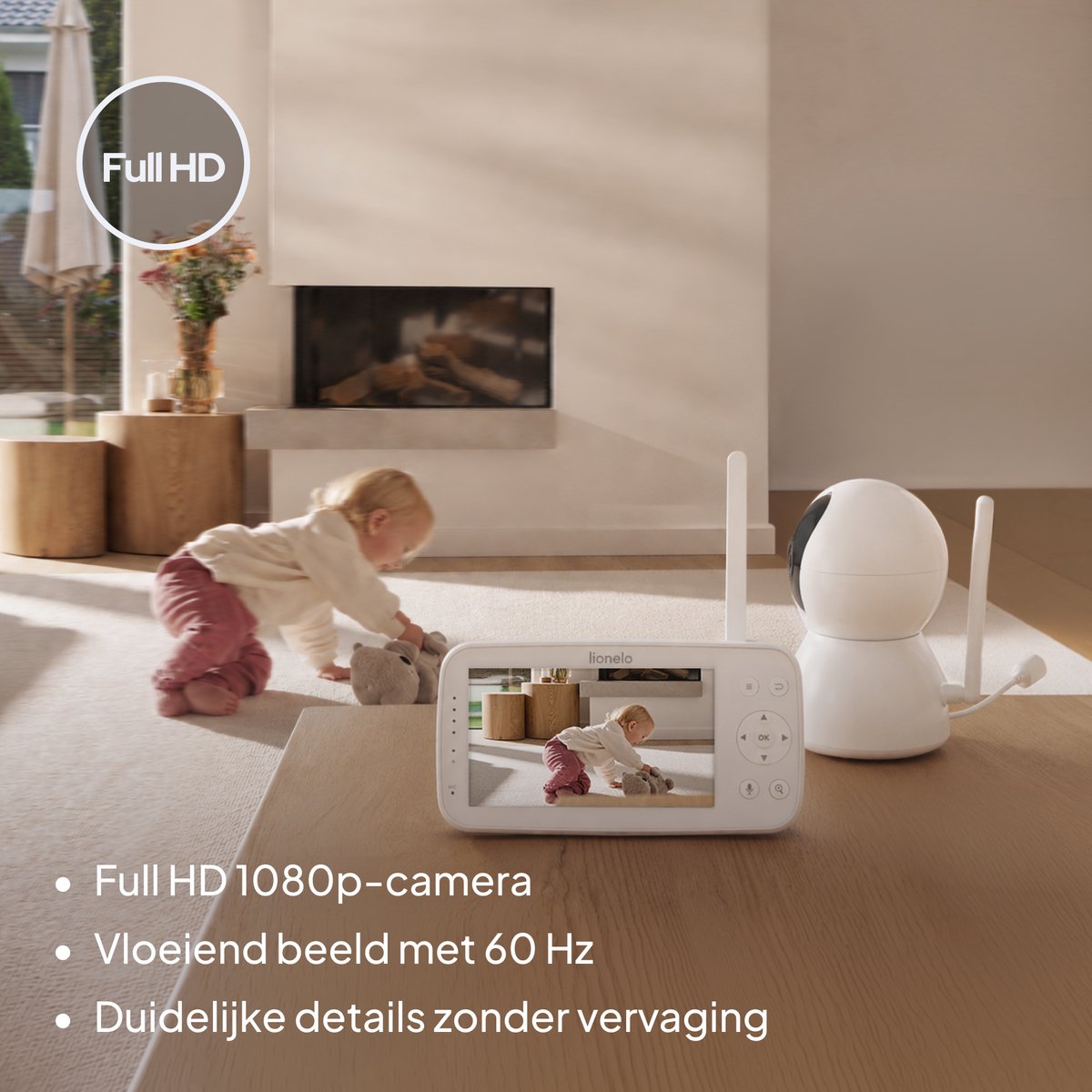 Lionelo Babyline 8.4 Babyfoon met Camera – 5 Inch Monitor en Smartphone App – Full HD 1080p – WiFi Baby Monitor – Huil-, Bewegings- en Geluidsdetectie – Night Vision – Tweeweg Communicatie – Tot 300 m Bereik thumbnail 4