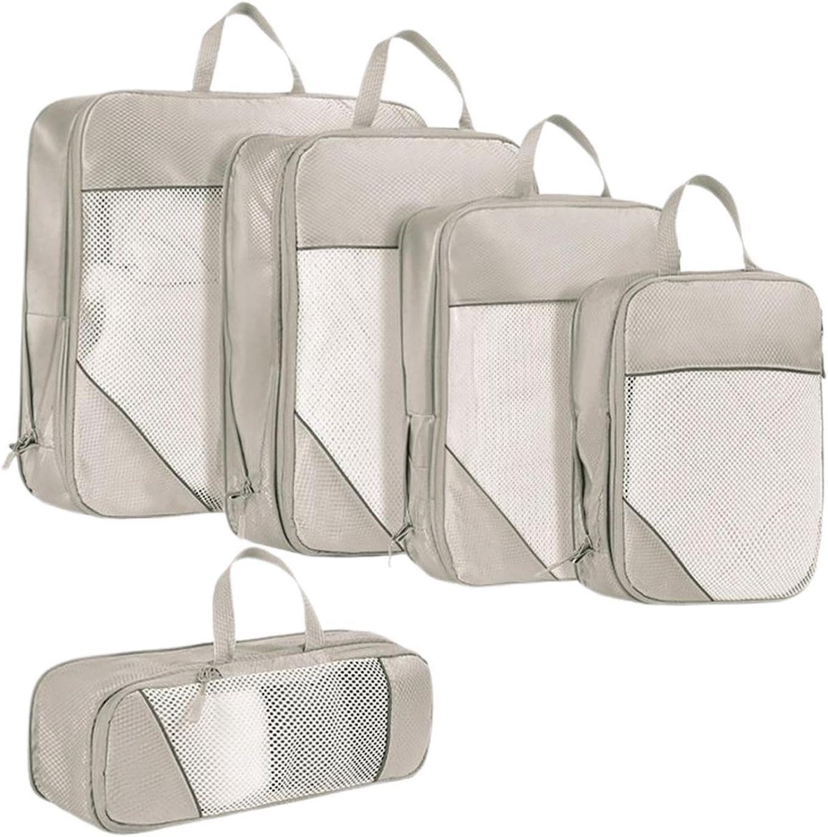 Compressiezakken Kleding - Reisorganizers - Ruimte Besparen - Waterdichte Coating - 37 x 22 cm - Beige