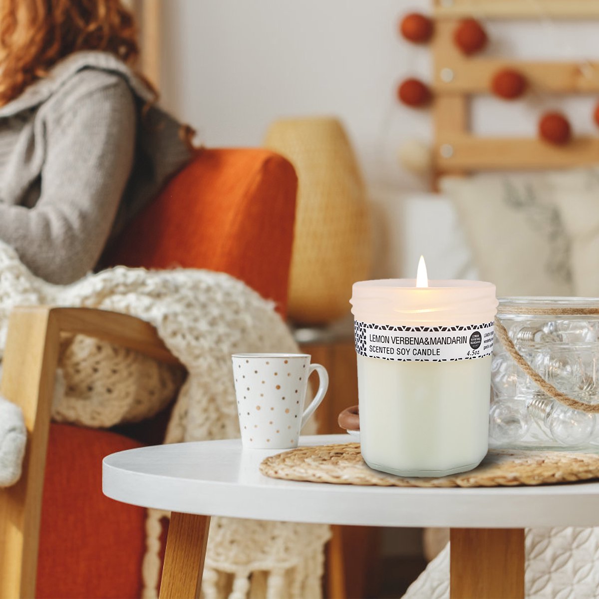 Geurkaarsen Set van 4 – 4 x 125g Sojawas Geurkaarsen in Glas met Lange Brandduur en Cadeauverpakking – Lavendel, Vijg, Sinaasappelbloesem & IJzerkruid — cadeau in Wonen & Interieur - foto 4