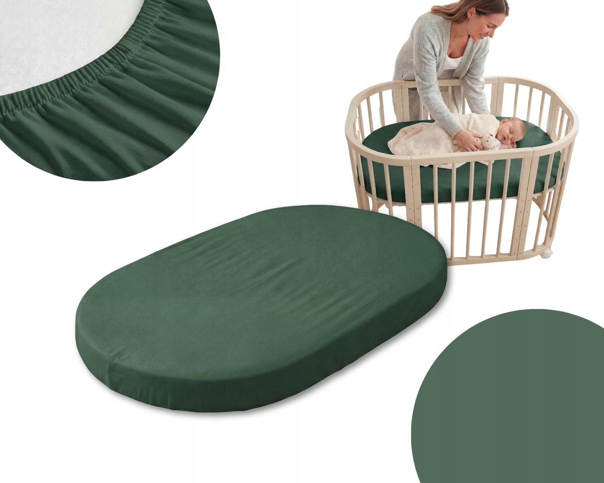 Waldin Jersey Hoeslaken Kinderbed 93x66 cm Groen met Elastiek