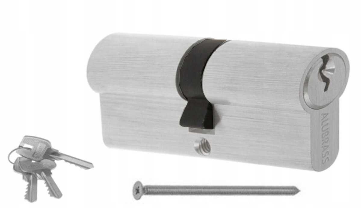 Cilinderslotset Nikkel 35/30 + G35/30 met knop, 5 sleutels