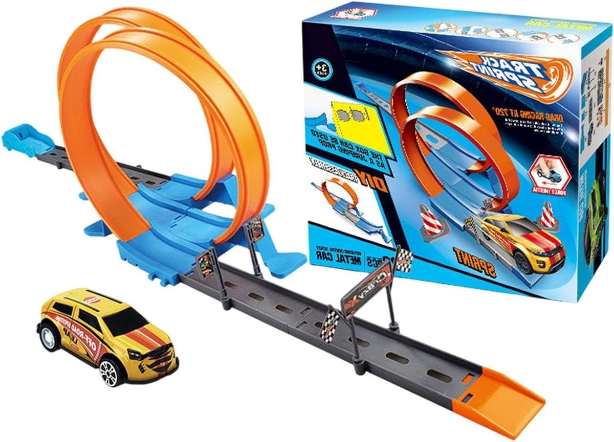 Speelgoedauto Baan - Flexibele Racebaan - Uren Speelplezier - Loopings En Stunts - 27.6 cm - Willekeurig