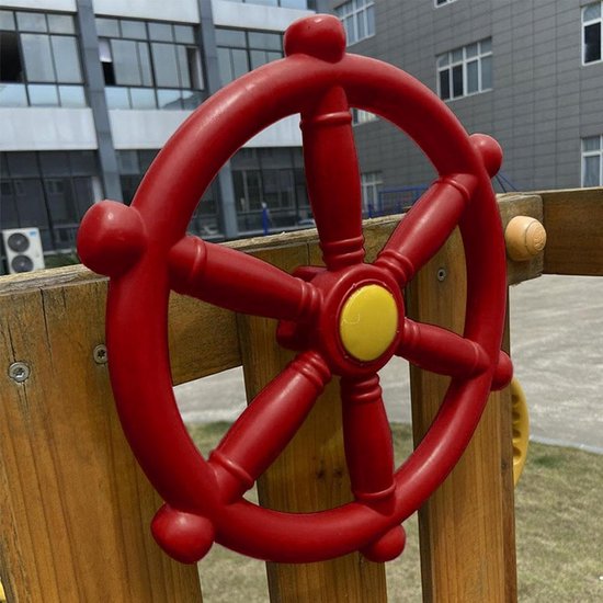 Piratenwiel Speelgoed - Scheepswiel Stuur - Buiten Spelen - Veilig Ontwerp - 30 cm Diameter - Rood — afbeelding 3