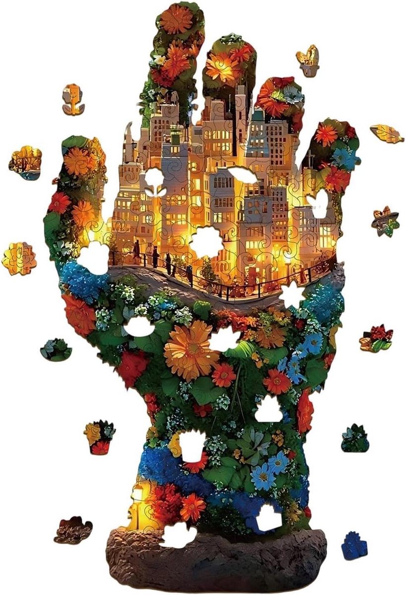 Houten Puzzel - Educatief Spel - Mentale Stimulatie - Onregelmatige Vormen - 19 x 14 cm - Spaarpot Stijl