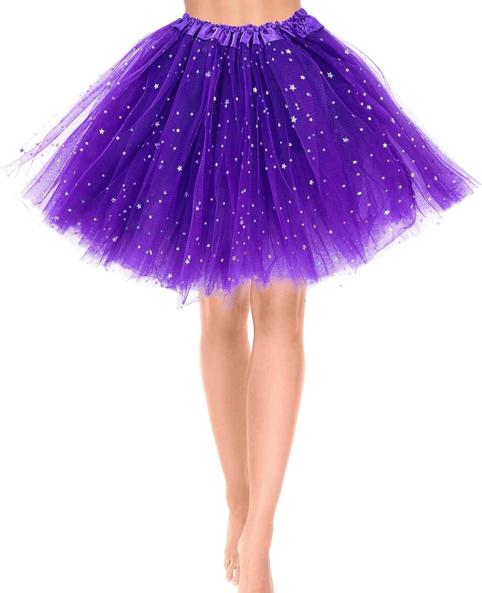 Elegante Tulle Rok met Pailletten en Sterren voor Volwassenen en Tieners - Retro 80s Tutu voor Feestjes, Halloween en Carnaval
