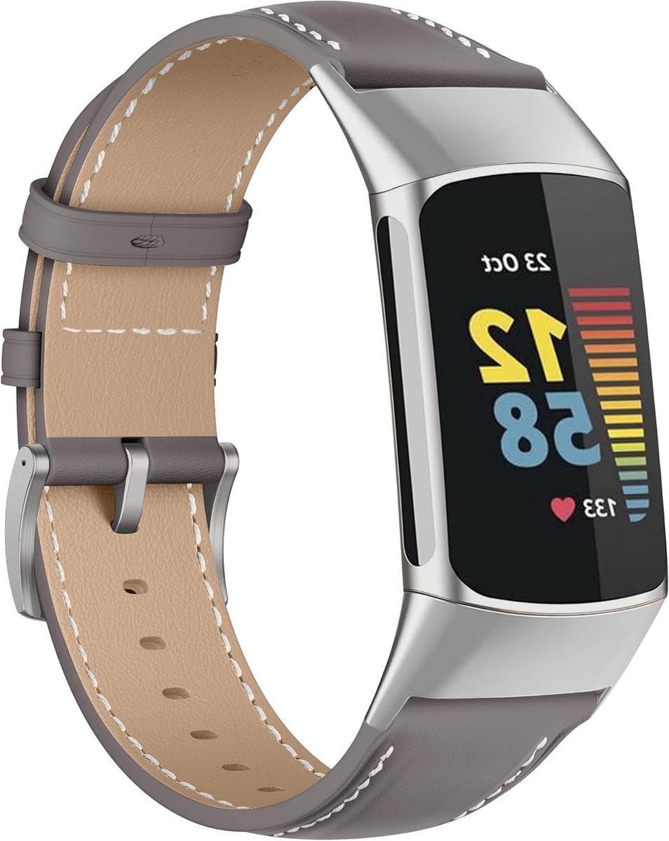 Leren Vervangband voor Fitbit Charge 5 en 6 - Comfortabele en Stijlvolle Horlogeband voor Vrouwen in Grijs, Perfect voor Sport en Dagelijks Gebruik