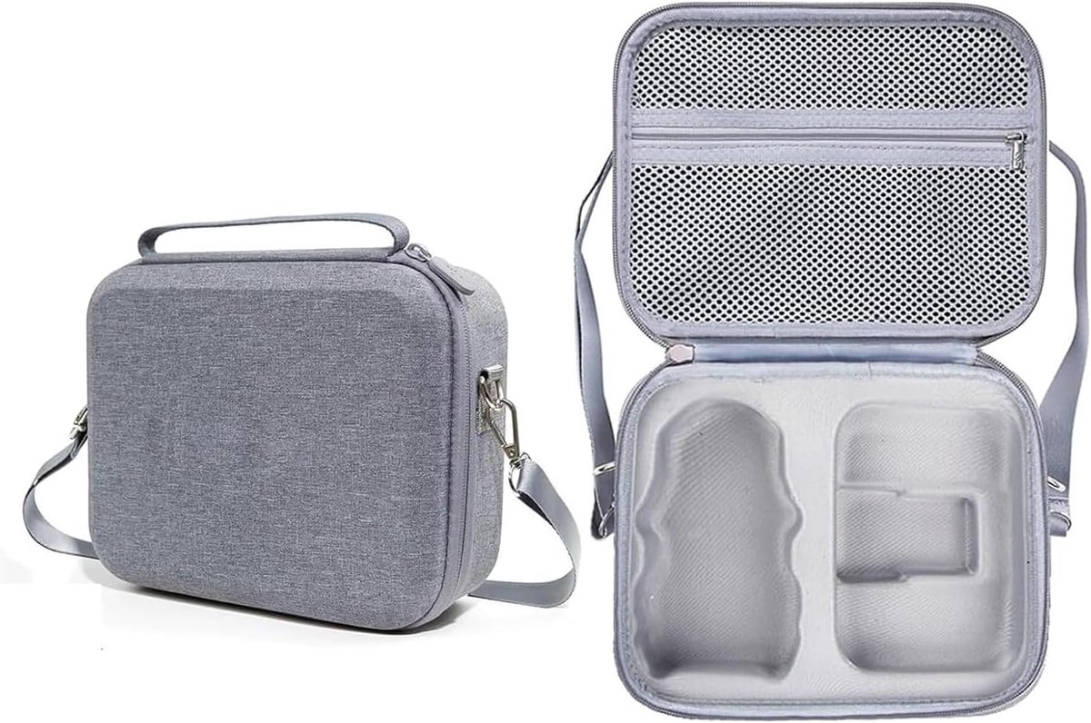 Draagbare hardcase organizer tas voor DJI Mini 3 en Mini 3 Pro drone met schouderriem en accessoires, grijs, ideaal voor reizen