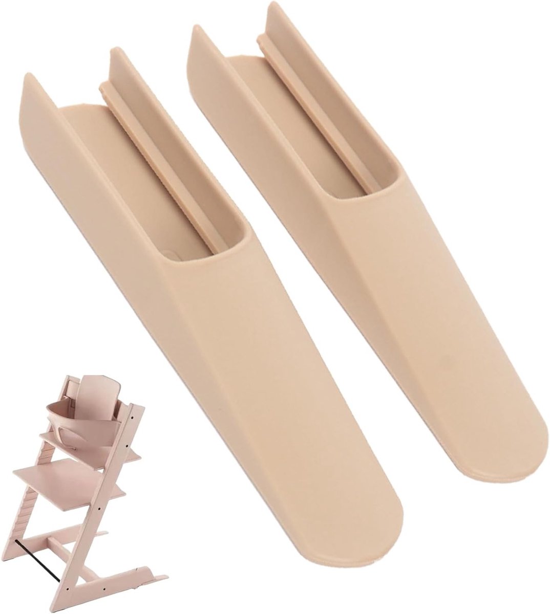 Kantelbescherming voor kinderstoel, set van 2 stoelverlengingen, veilig en compatibel met Tripp Trapp-accessoires, houtkleur