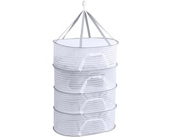 4-laags hangend droognet voor kruiden met rits - 50 × 70 cm - opvouwbaar droogrek voor bloemen, zaden, vissen, planten en groenten