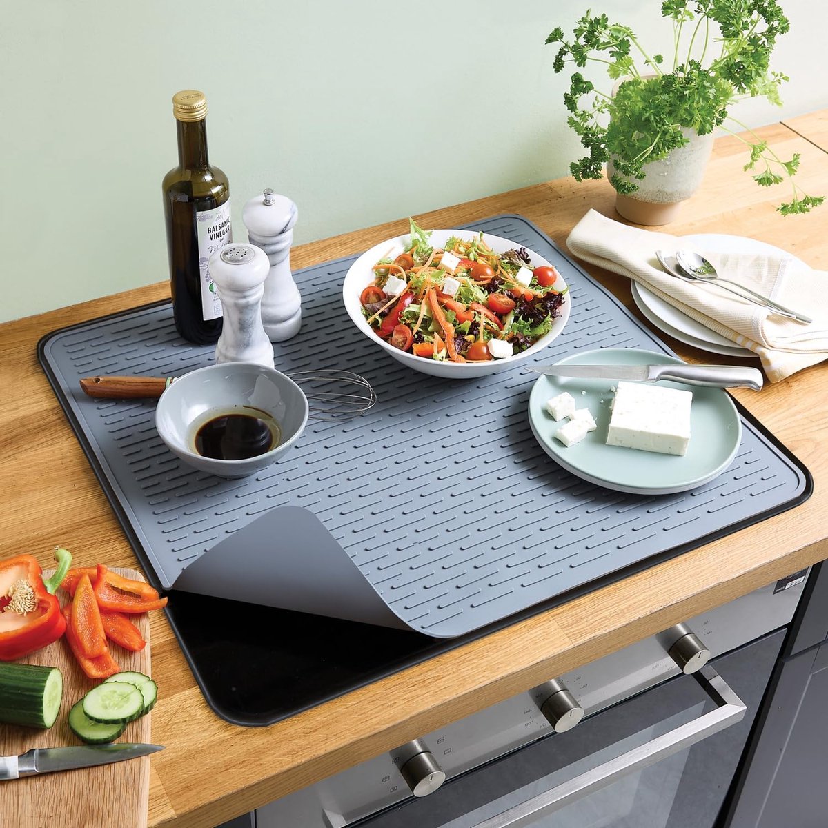 Siliconen Kookplaat Beschermer - Werkblad Mat - Koken en Bakken - Hittebestendig tot 200°C - 70x50 cm - Zwart