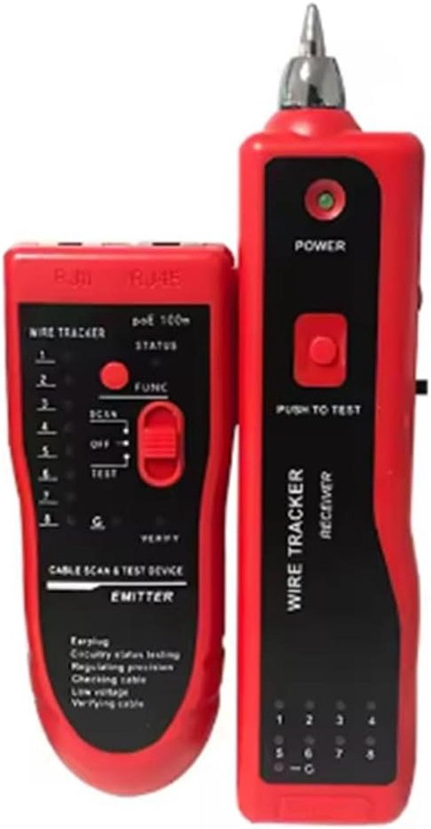 Kabel Tester - Netwerk Detector - Bekabeling Controleren - Poe Anti-Burn - Rood
