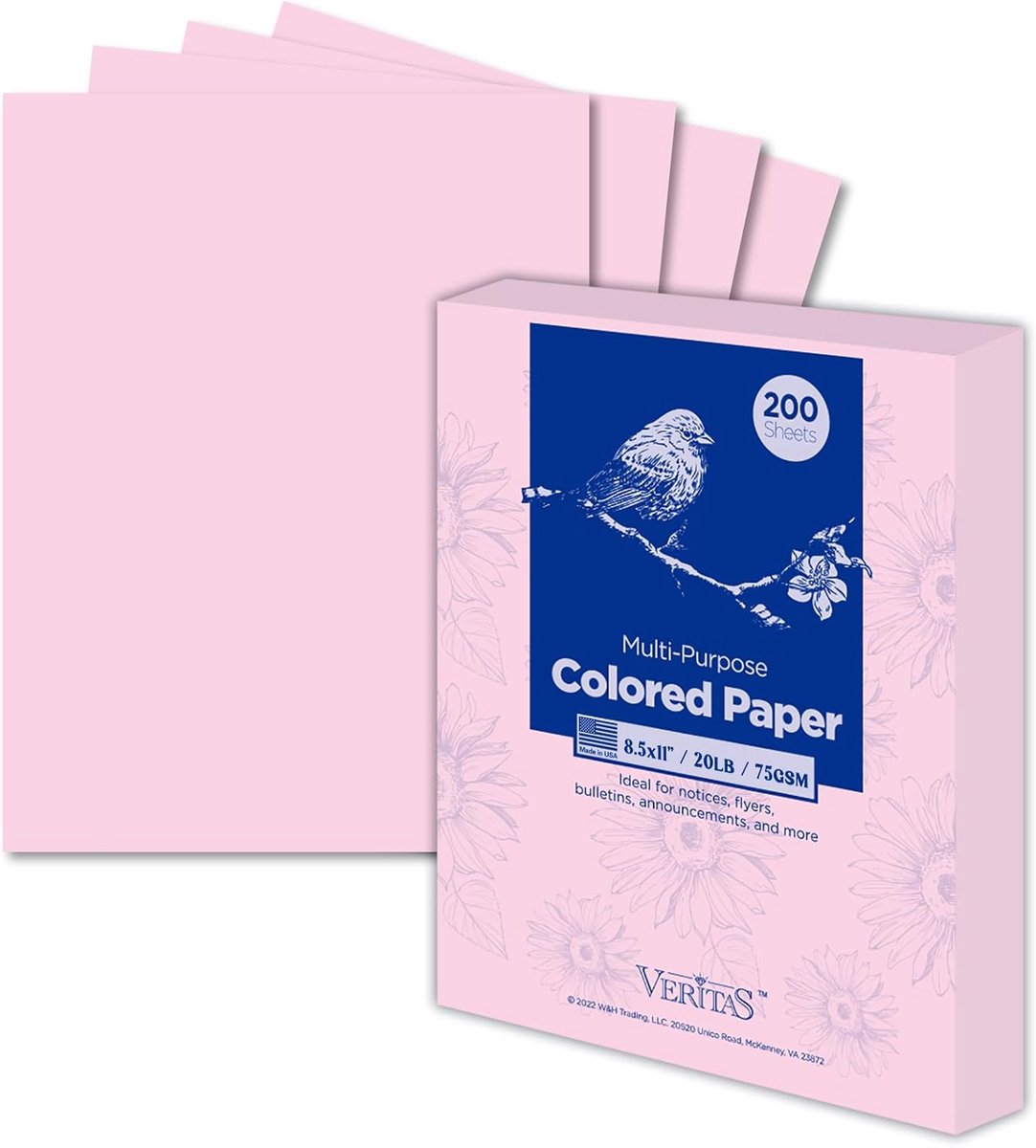 Gekleurd Kopieerpapier Roze 90 g/m² - A4 Formaat (8,5"x11") - 200 Vellen