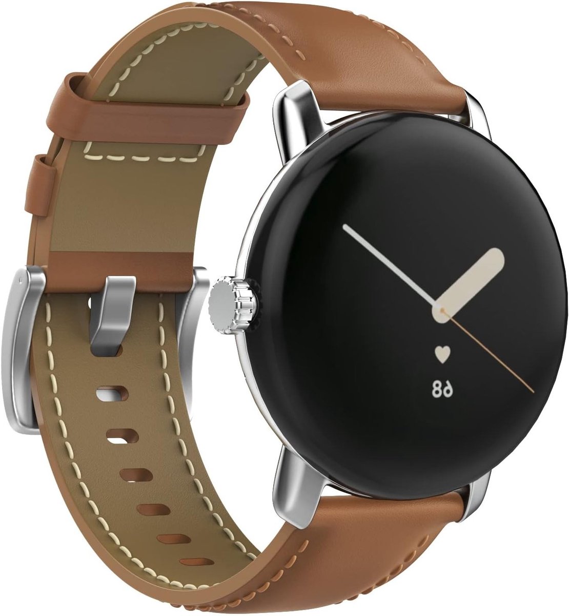 Leren Horlogeband Geschikt voor Google Pixel Watch 3 en 2, Vervangband van Echt Leer voor Dames en Heren, Lichtbruin, Comfortabel en Duurzaam