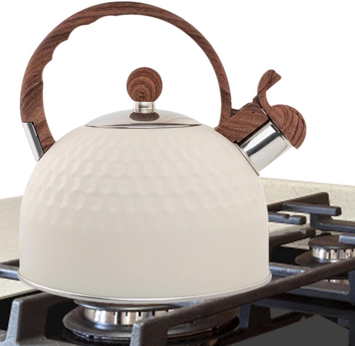 Waterkoker Roestvrij Staal - Theeketel Fluitketel - Water Verwarmen - Grote Inhoud 2.5L - 19x19x20 cm - Zilver