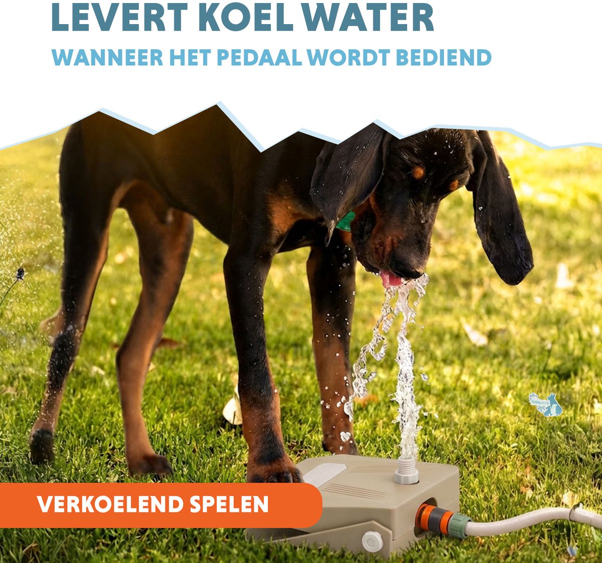 CoolPets Waterfontein Hond Tuinslang - Drinkfontein hond – Waterspeelgoed Hond - Verkoeling voor Honden - Splash Water Fountain - Beige thumbnail 4
