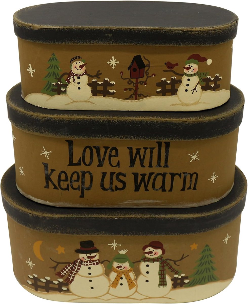 Decoratieve Dozen - Nestdozen Set - Woonkamer Decoratie - Rustieke Vintage Stijl - Set van 3 - Multicolor