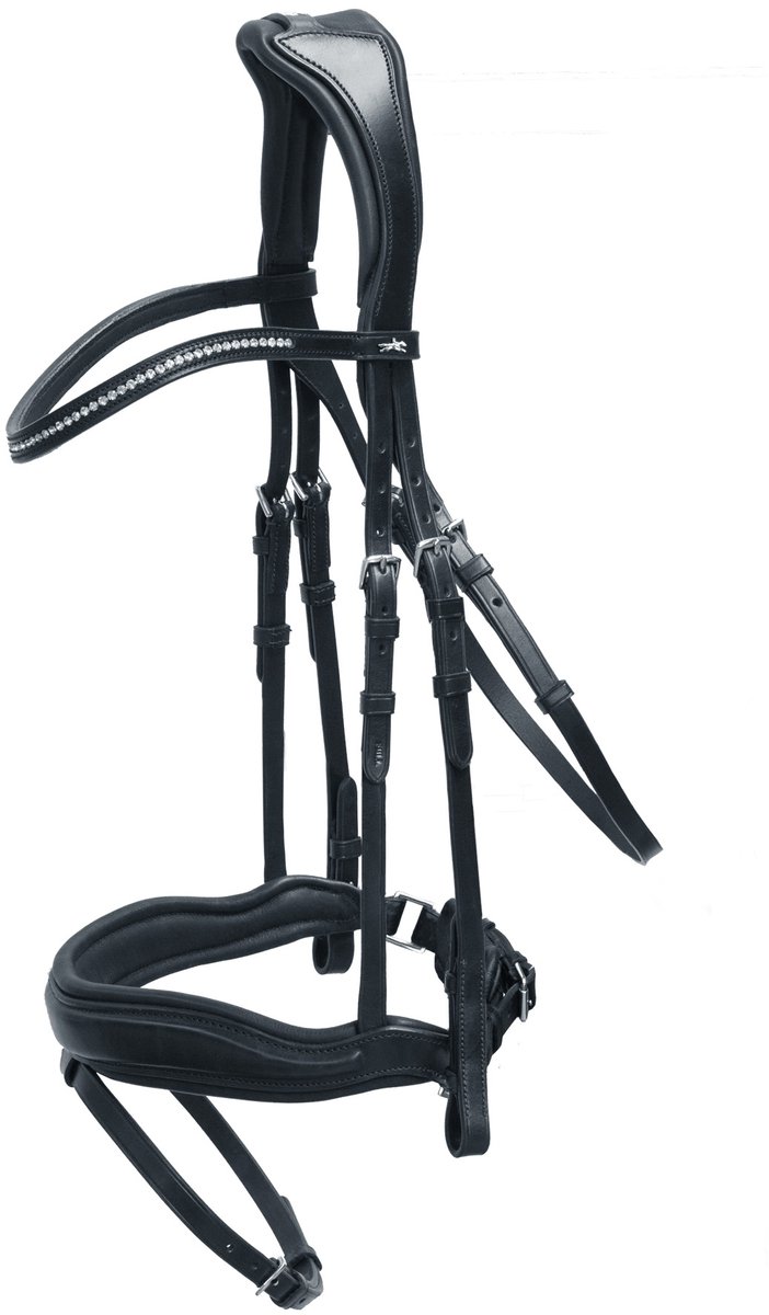 Schockemöhle Milan Stang en Trens Hoofdstel Full - Black Patent