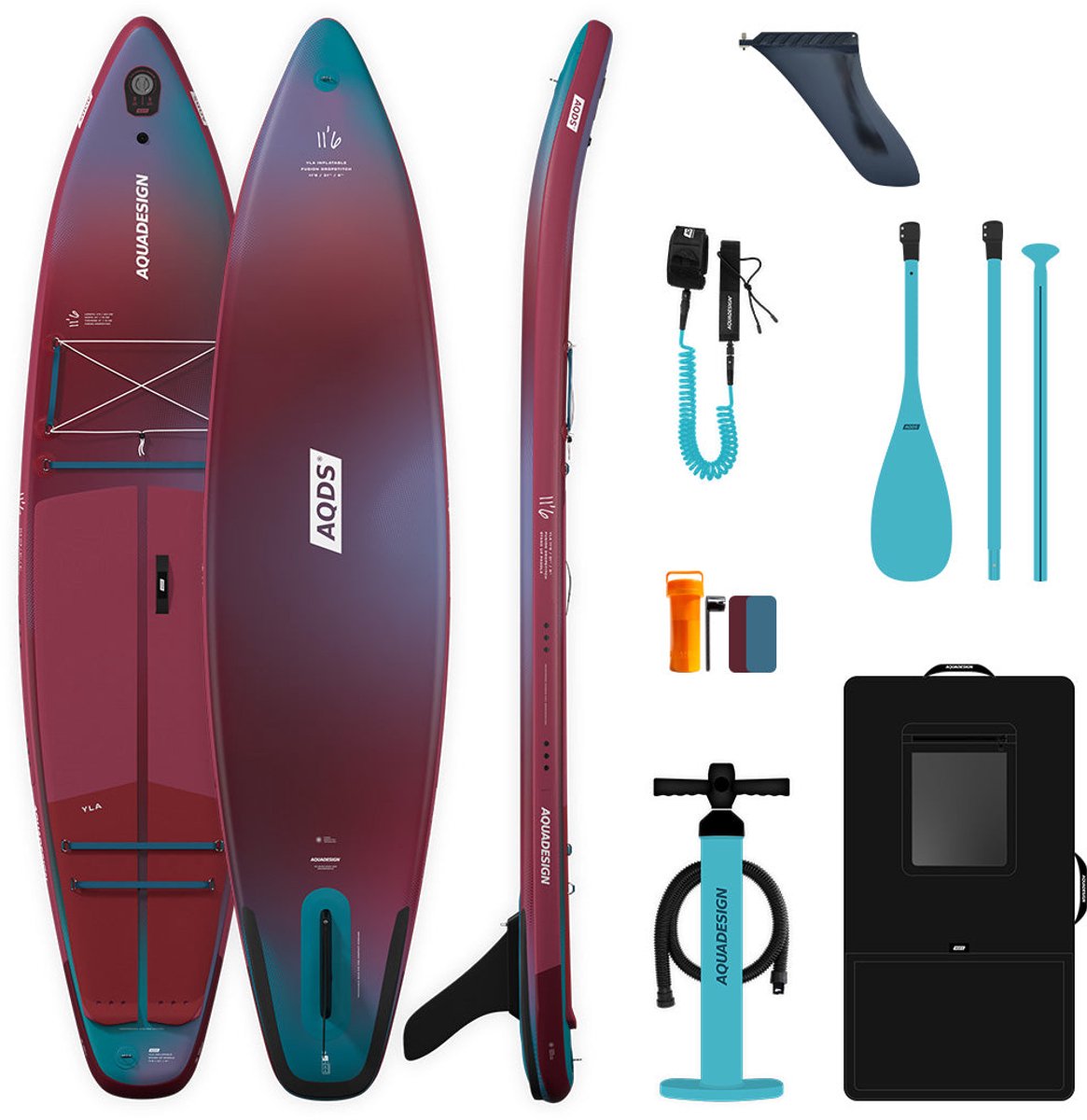 Yla 11’6 Fusion Dropstitch Touring Sup Pakket - Opblaasbaar Supboard - Max 150 Kg - Inclusief Peddel Pomp En Rugzak