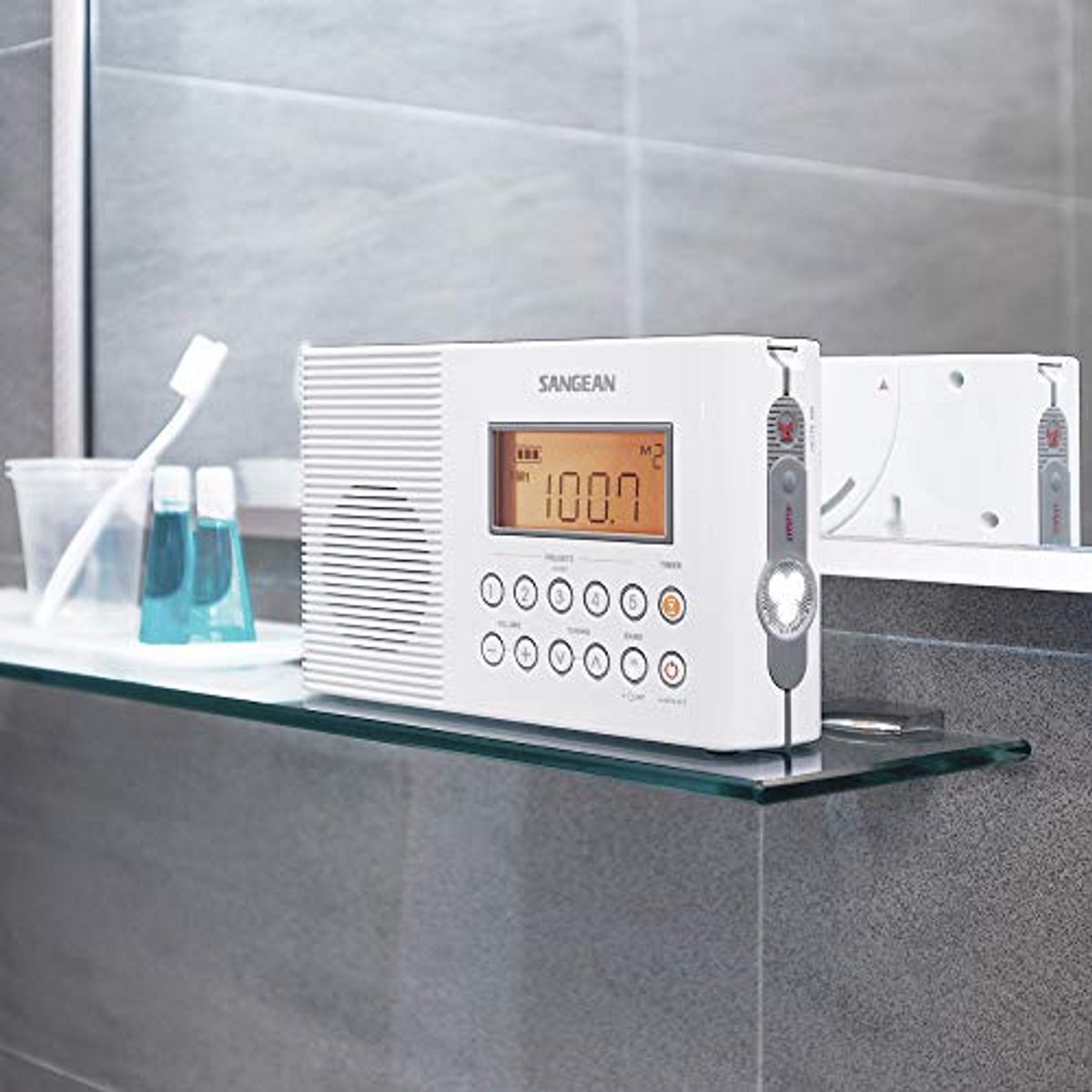 Douche Radio - Waterdichte Radio - Muziek Luisteren - JIS7 Waterbestendig - 9.4 inch breed - Wit