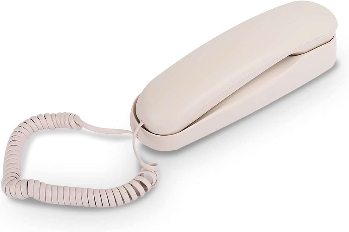 Vaste Telefoon - Wandtelefoon Analoog - Communicatie Thuis - Hoortoestel Technologie - Compact Formaat - Beige