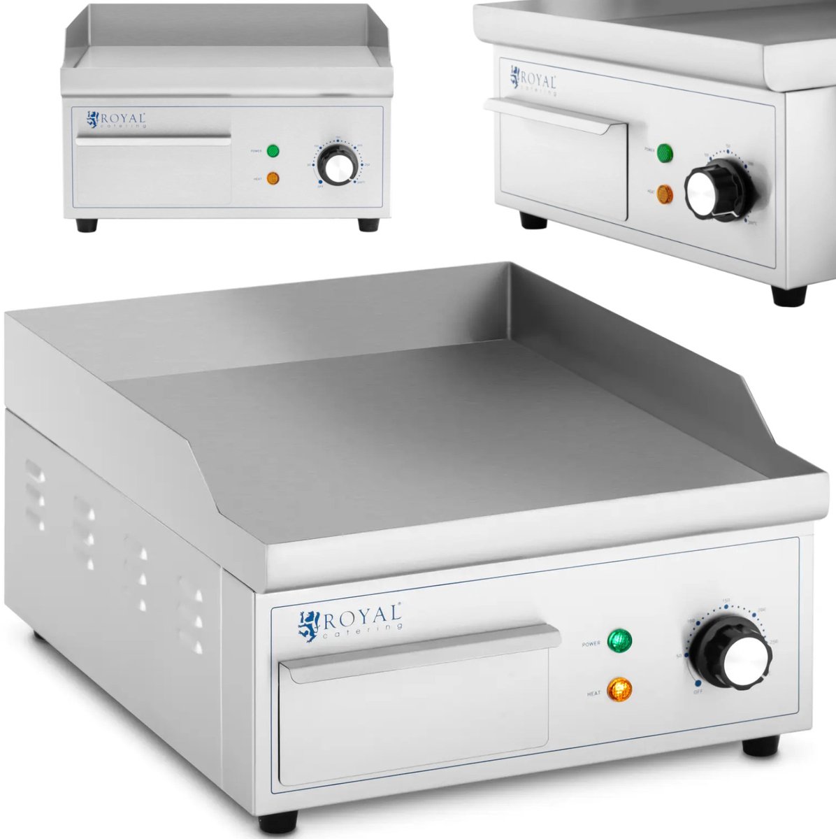 Elektrische grillplaat - 350 x 380 mm - Flat - 2,000 W - Royal Catering