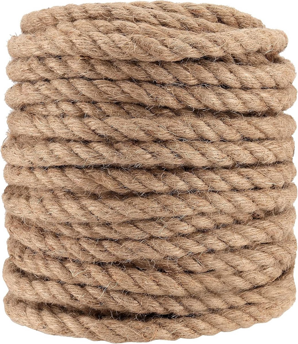 Jute Touw - Hennep Touw - Decoratie en Bundelen - Natuurlijk Materiaal - 10 mm dik - Bruin
