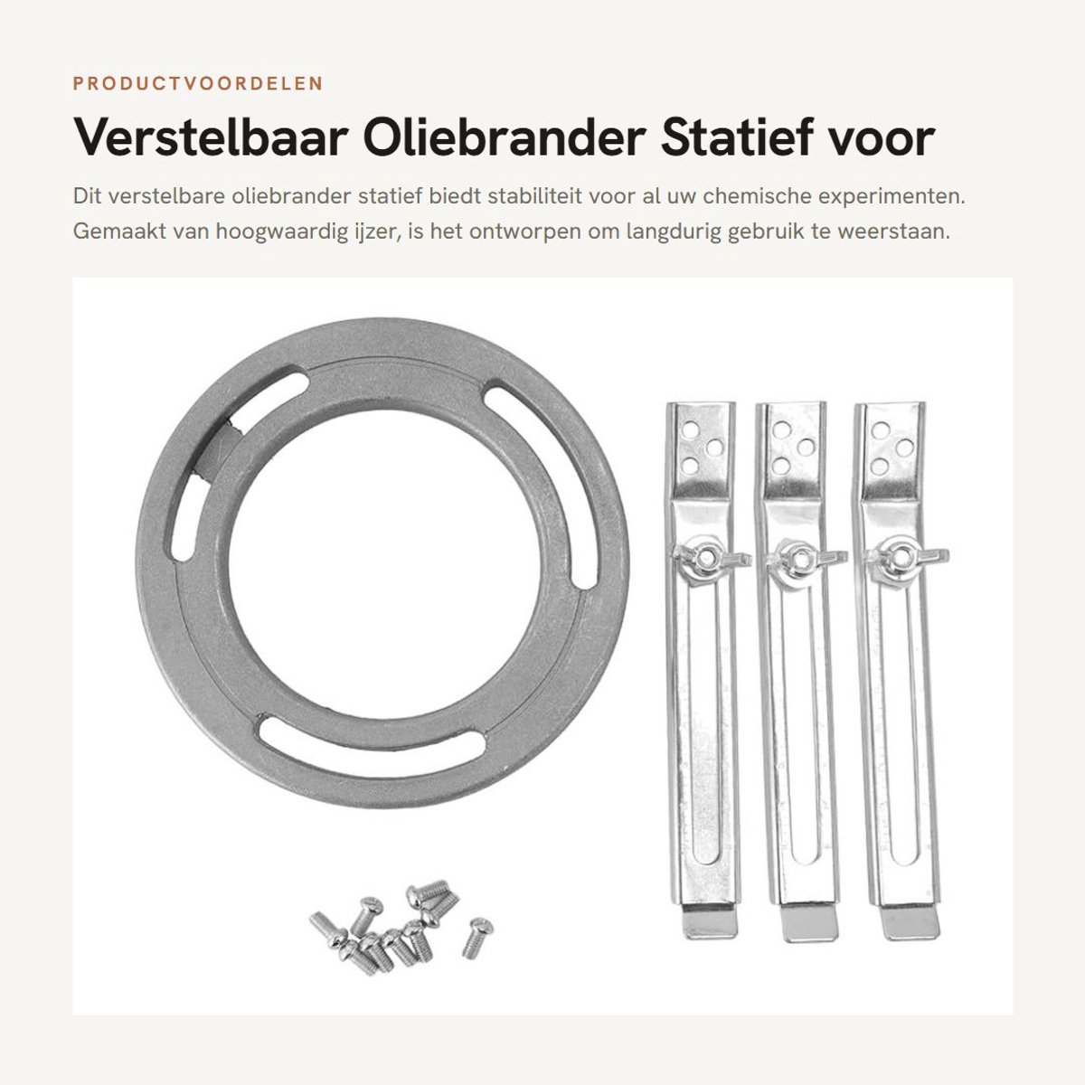 Dailygoods- Statiefstandaard Verstelbare Hoogte - Oliebrander - Antislip Basis - Duurzaam Ijzer - Laboratoriumgebruik - Stabiliteit en Betrouwbaarheid - Laboratoriumstatief