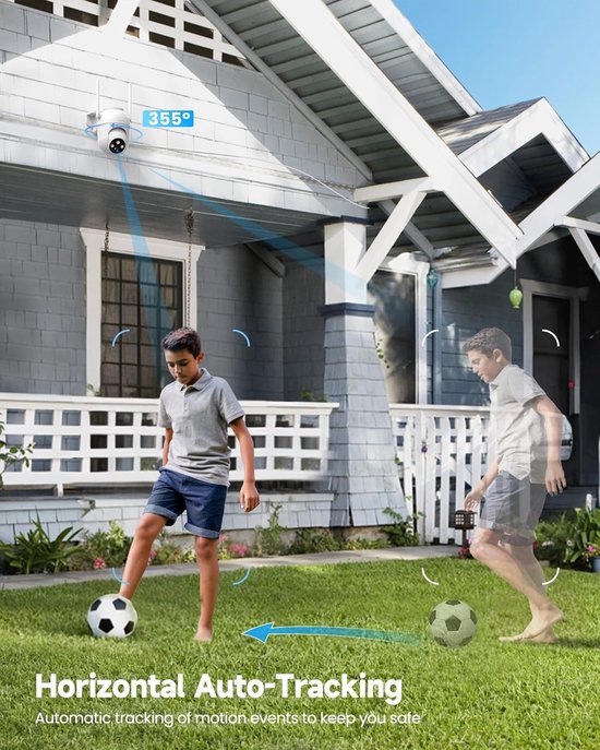Wifi-buitencamera 5 MP met 360 graden rotatie en nachtzicht van Merkloos — afbeelding 2
